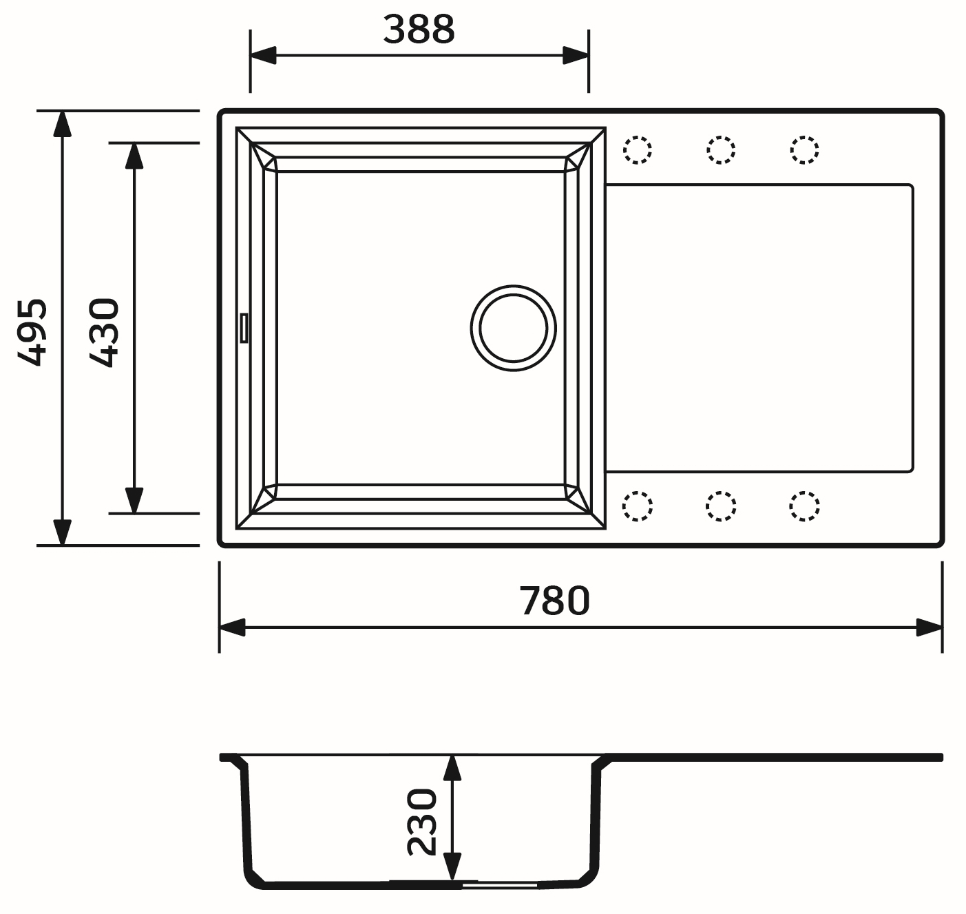 Adamant Horizon 780x495x230мм графит (182496911513) Габаритные размеры