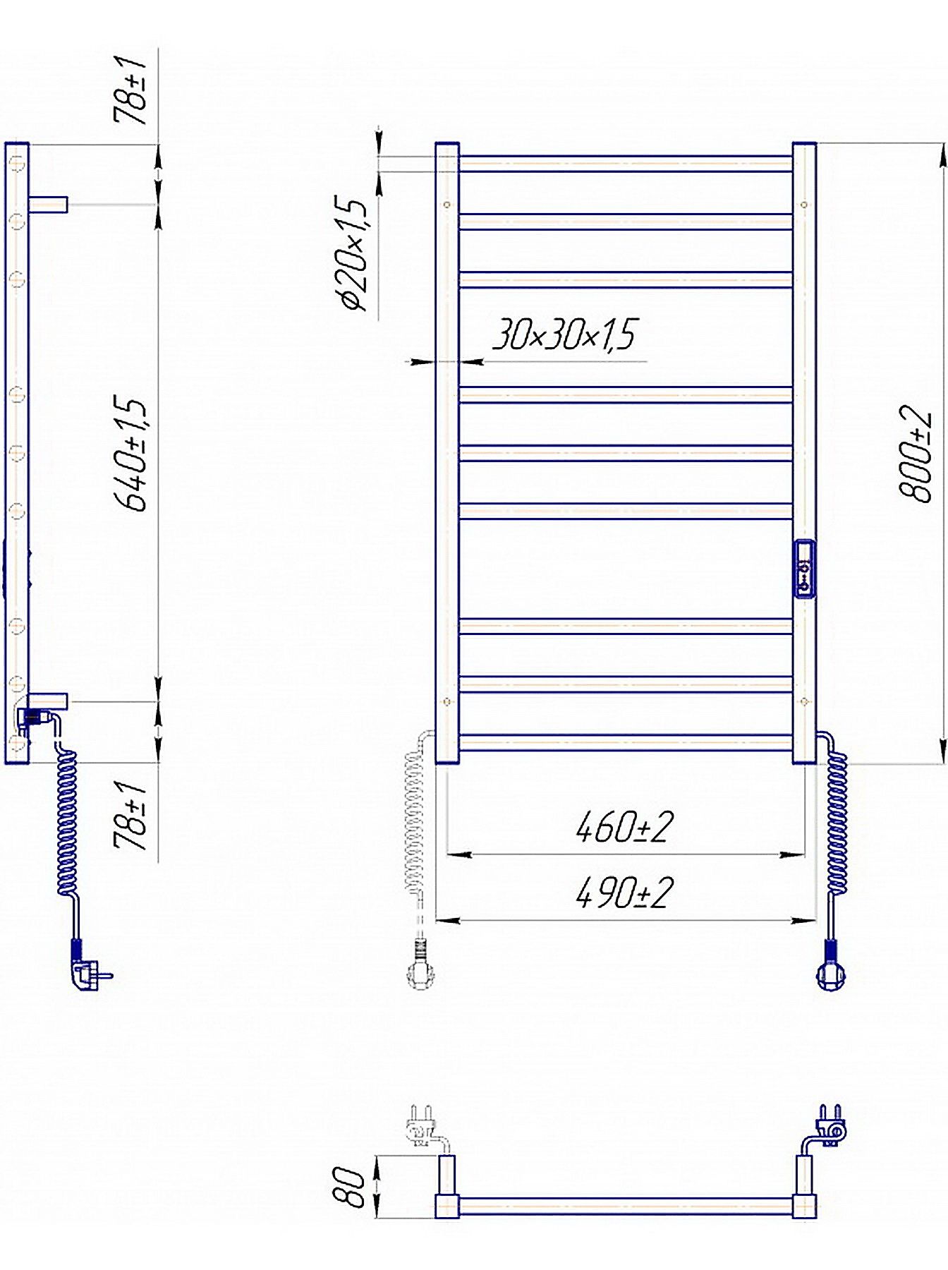 Mario Премиум Классик-I 800х500/80 TR К Gold Габаритные размеры