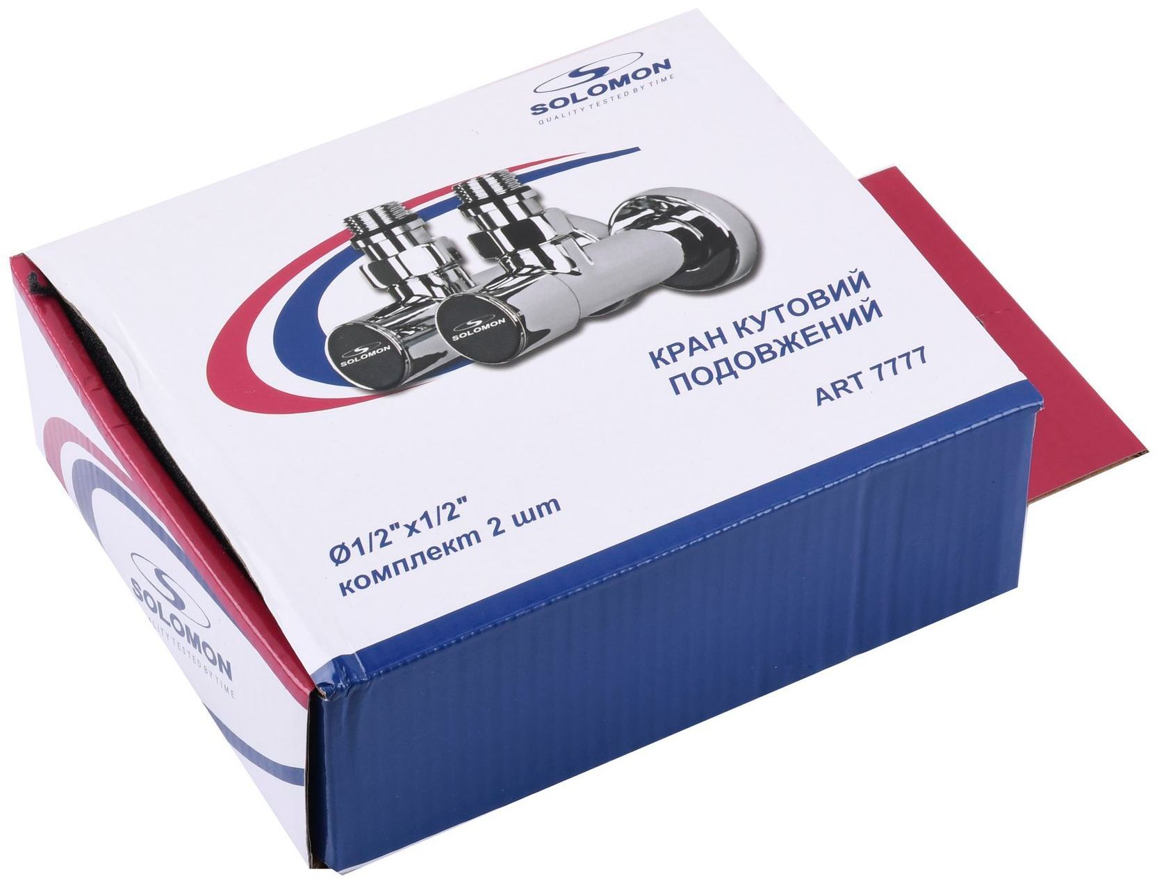 Кран вентильний кутовий з американкою Solomon LUX 1/2″ Chrom 7777 (2шт.) ціна 0 грн - фотографія 2