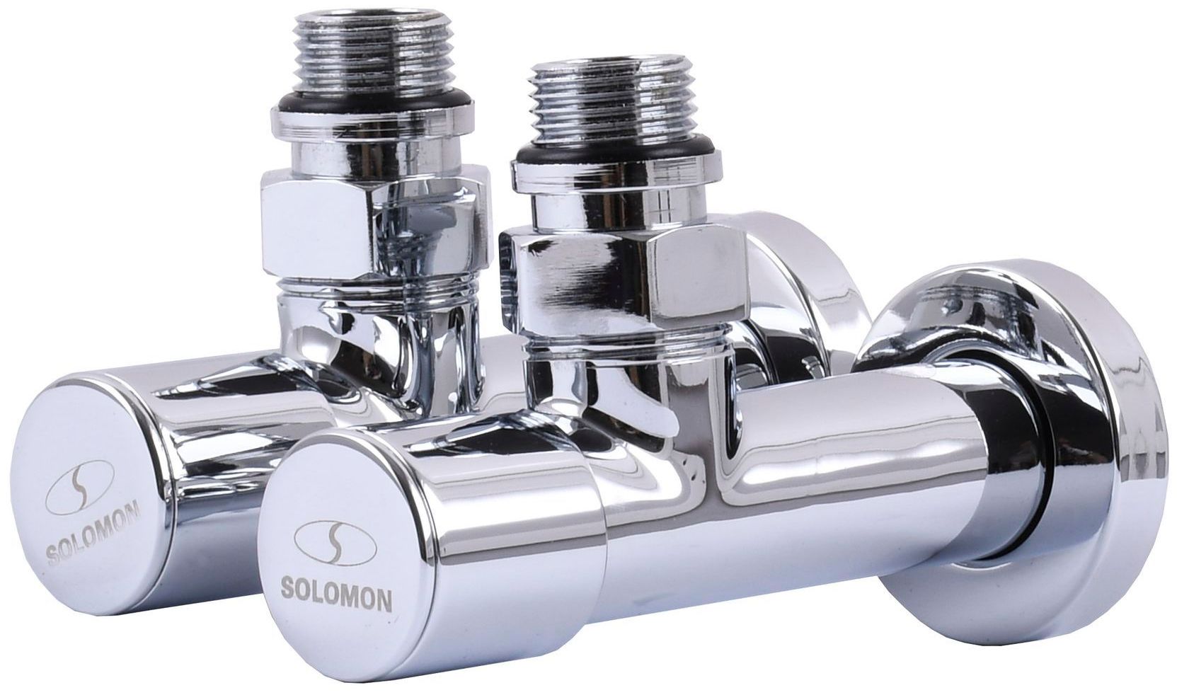 Кран вентильний кутовий з американкою Solomon LUX 1/2″ Chrom 7777 (2шт.)