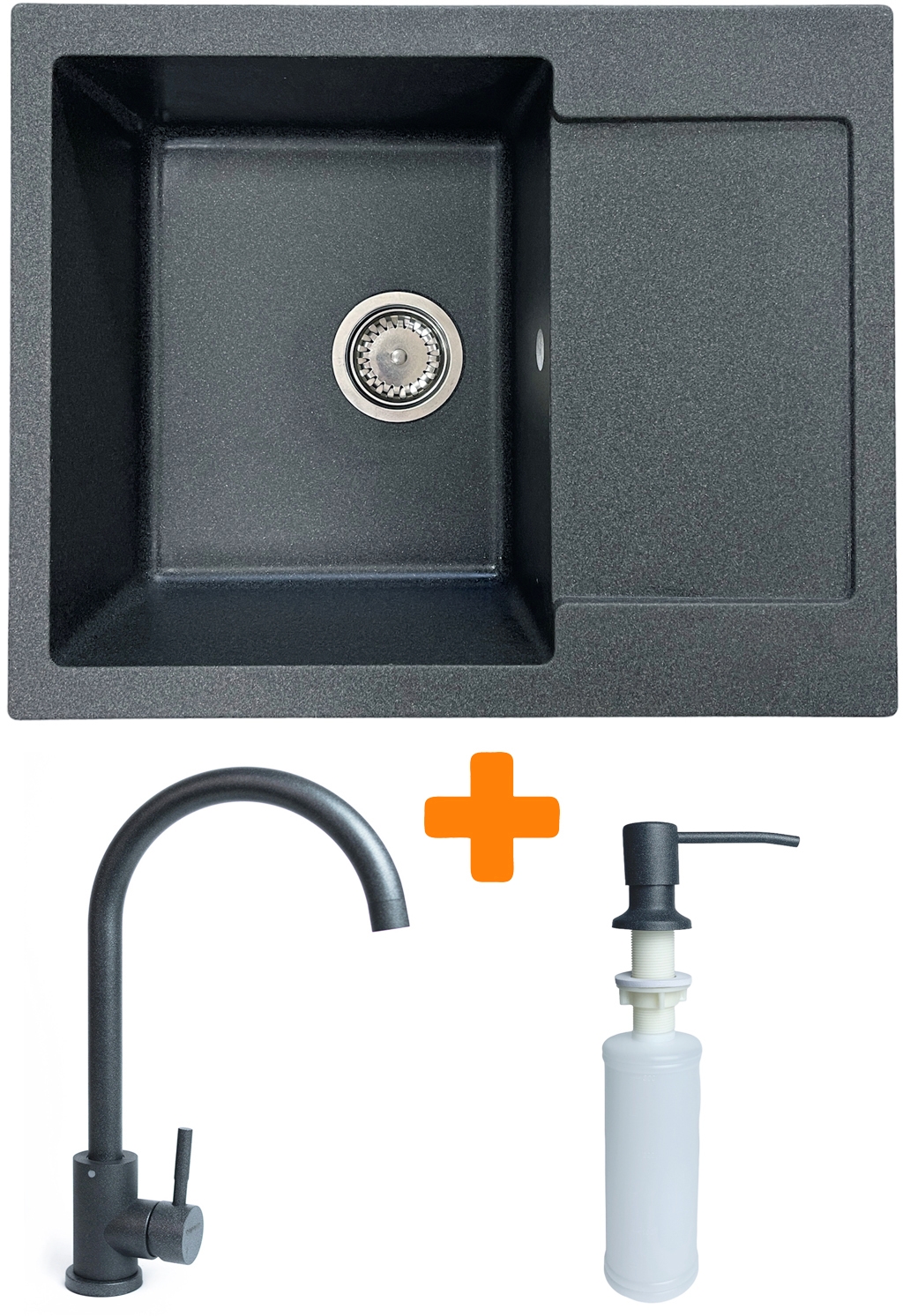 Кухонна мийка Adamant Minimal 615x495x200мм графіт (1824296902313) ціна 5718 грн - фотографія 2