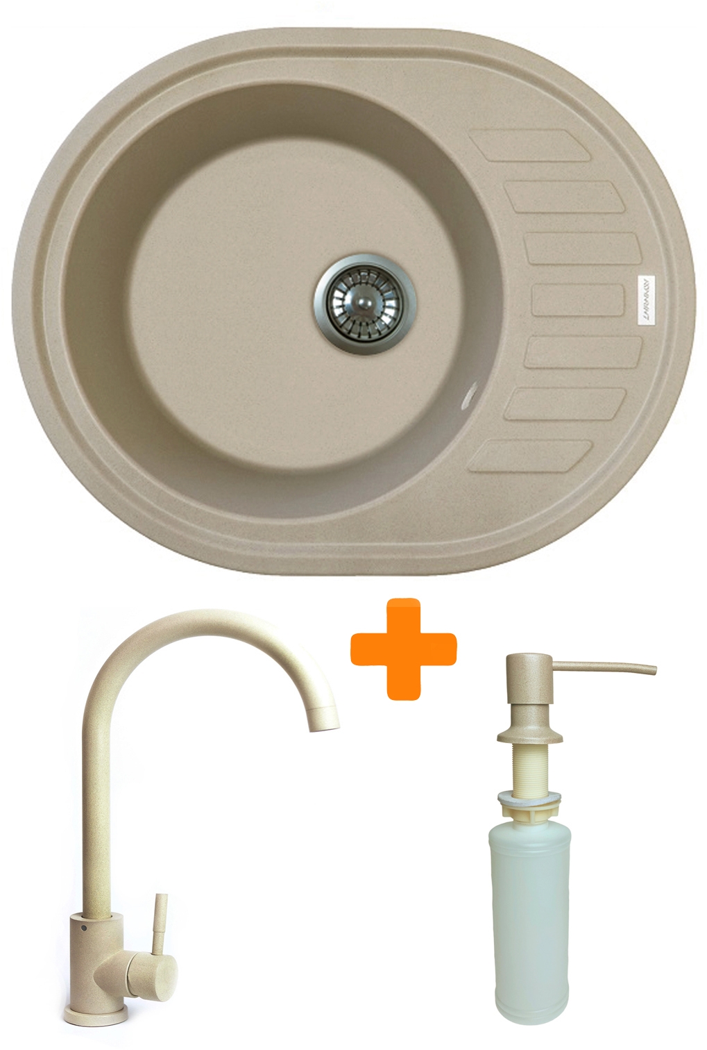 Кухонна мийка Adamant Ovum 615x495x200мм сахара (1824296900402) ціна 5265 грн - фотографія 2