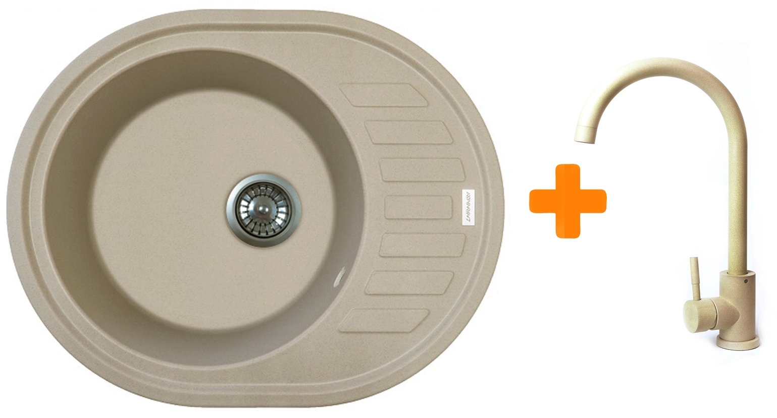Кухонна мийка Adamant Ovum 615x495x200мм сахара (1824296910402) ціна 4585 грн - фотографія 2