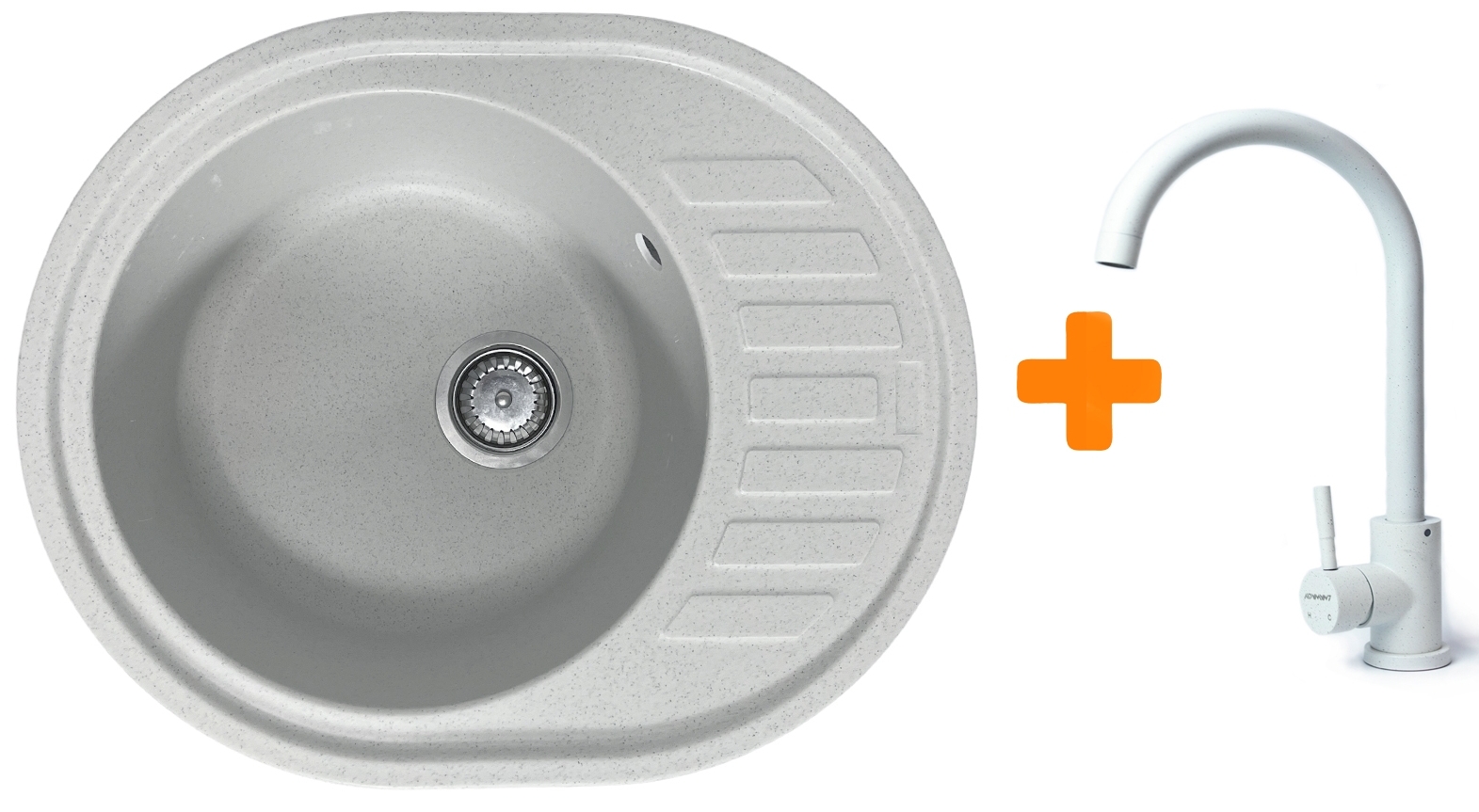 Кухонна мийка Adamant Ovum 615x495x200мм old stone (1824296910410) ціна 4585 грн - фотографія 2