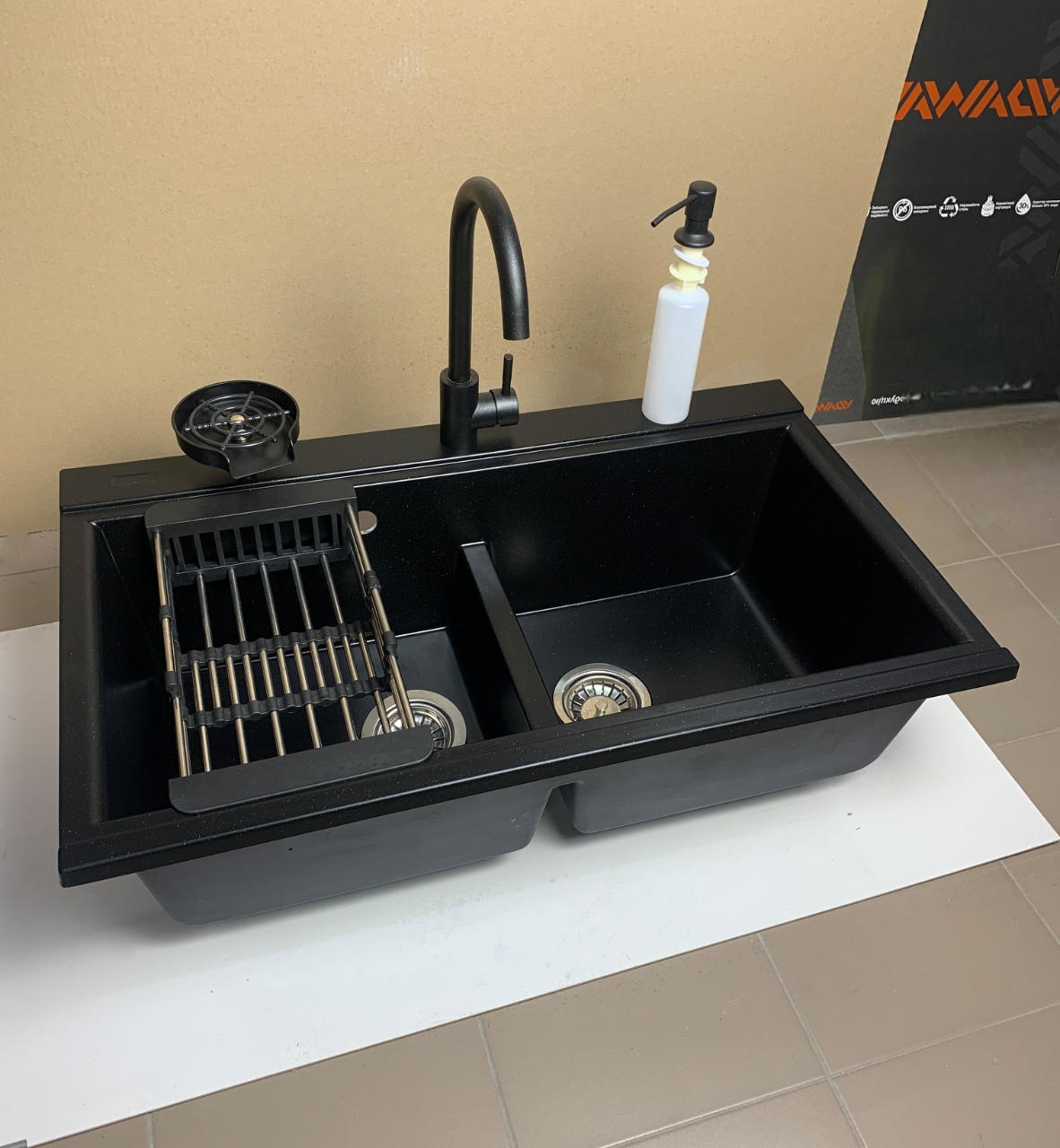 в продажу Кухонна мийка Adamant Similar 885x505x230мм чорний (4824296106503) - фото 3