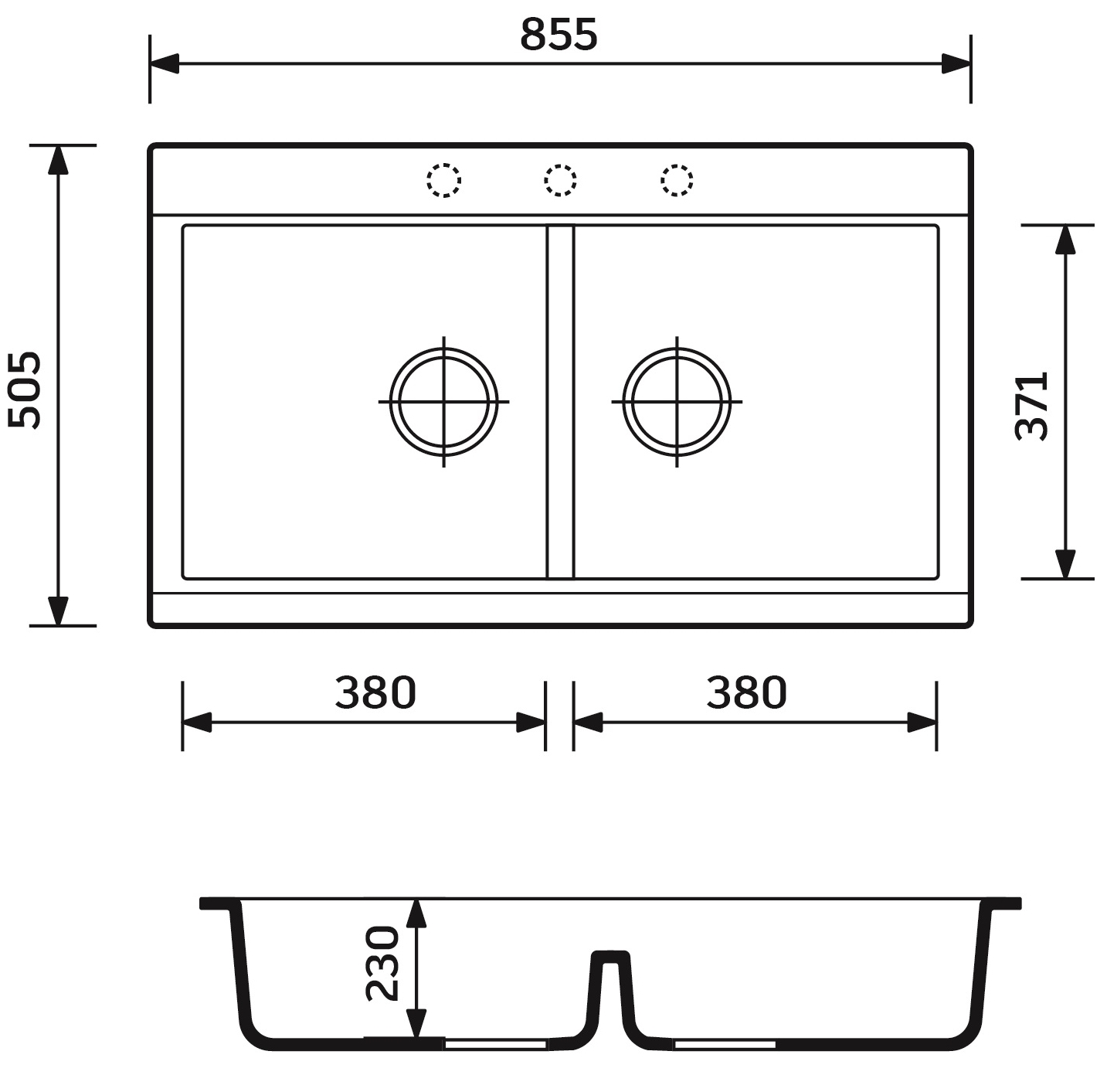 Adamant Similar 885x505x230мм антрацит (4824296106515) Габаритні розміри