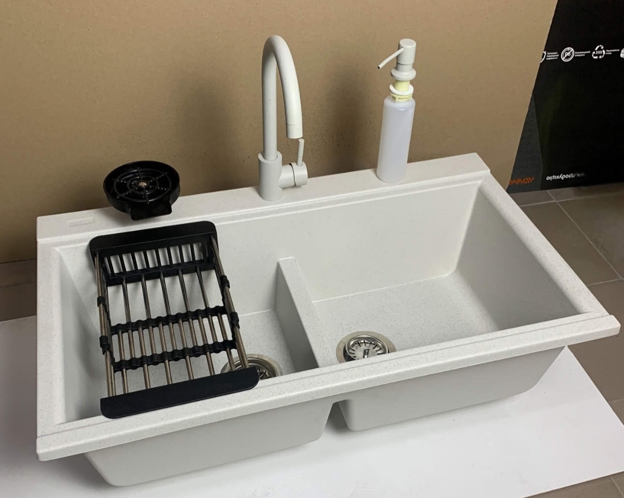 Кухонна мийка Adamant Similar 885x505x230мм old stone (4824296106510) ціна 9748 грн - фотографія 2