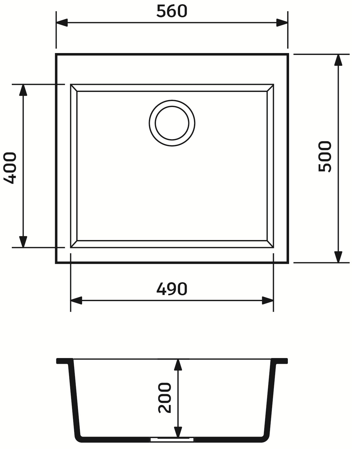 Adamant Univer 560x500x200мм графит (4824296912113) Габаритные размеры