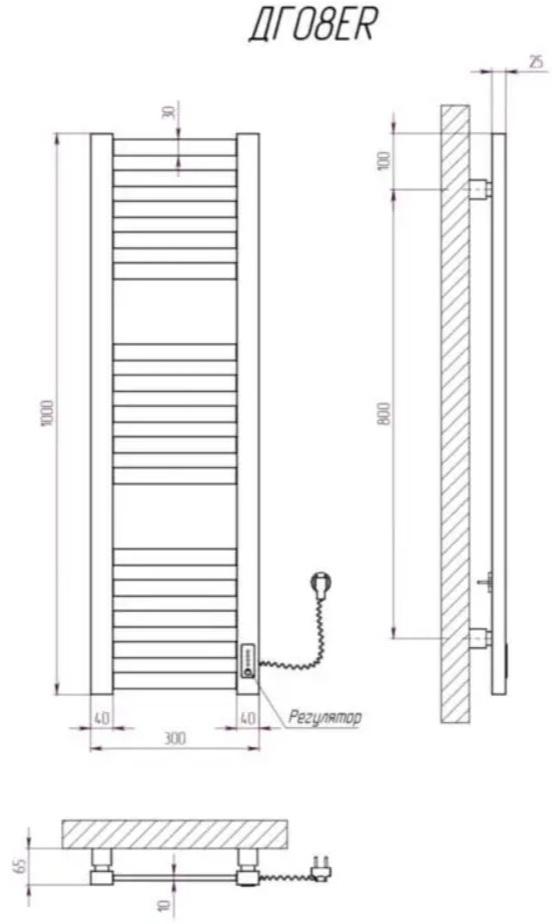 Kosser Герда 1000x300 ER (ДГ08ER) Габаритные размеры