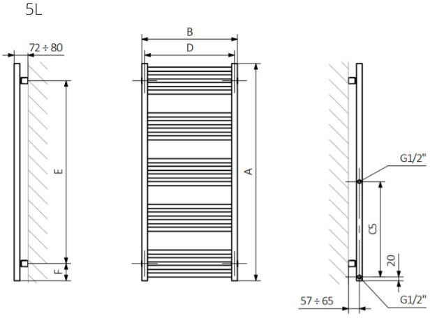Terma Fiona 900x430 (WLFIN090043KJ16E8MOAMX1) Габаритні розміри