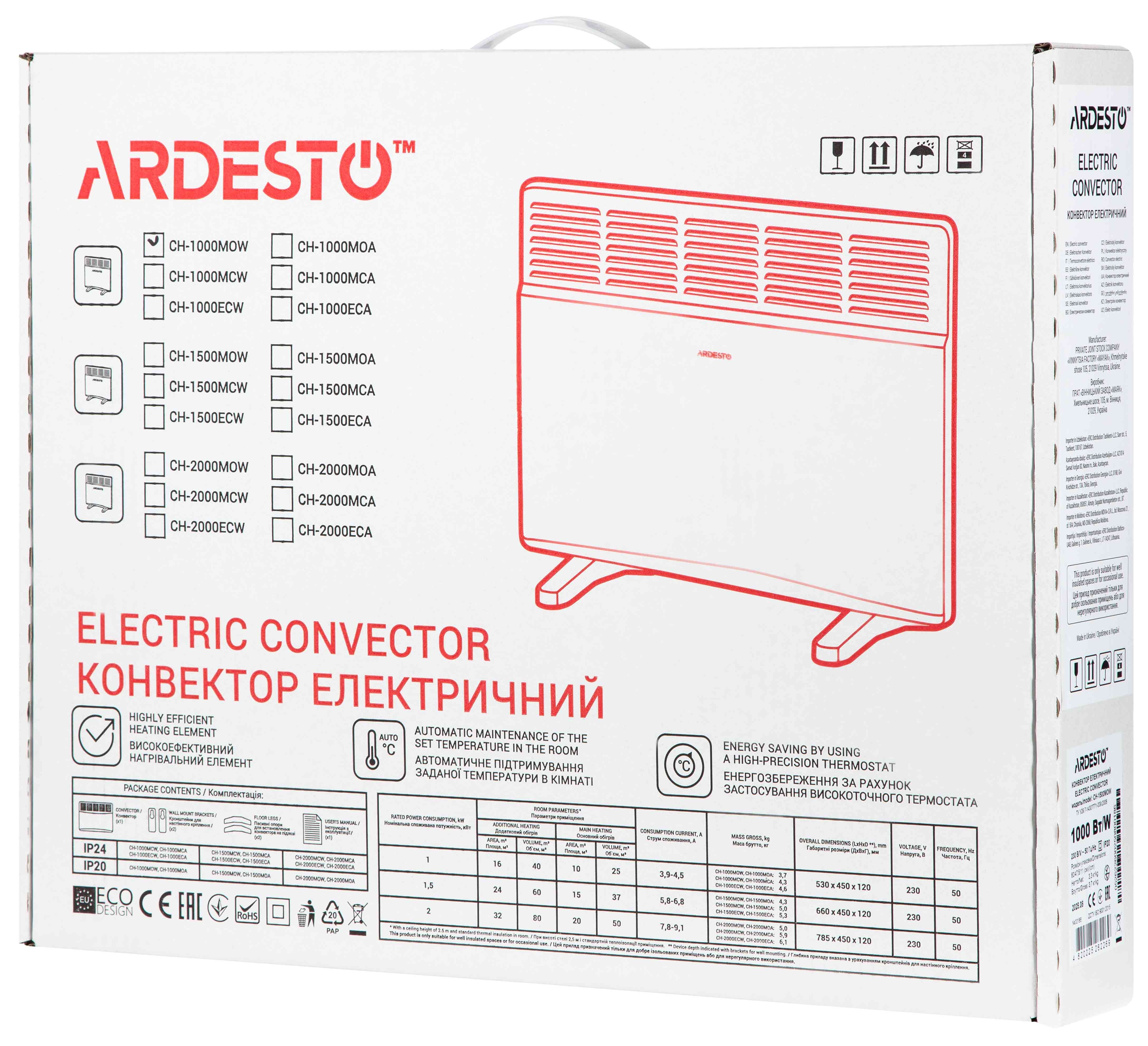 Електричний конвектор Ardesto CH-1000MOW огляд - фото 8