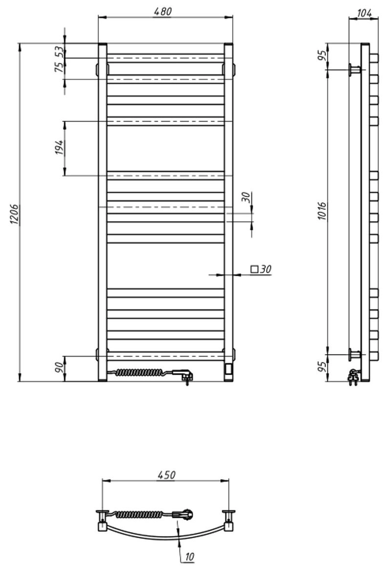 Navin Avalon 480х1200 Sensor (12-203155-4812) Габаритні розміри