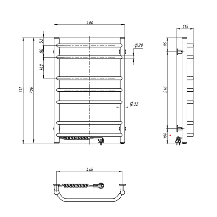 Domingo Ellie 480х700 левая (12-106130-4870) Габаритные размеры