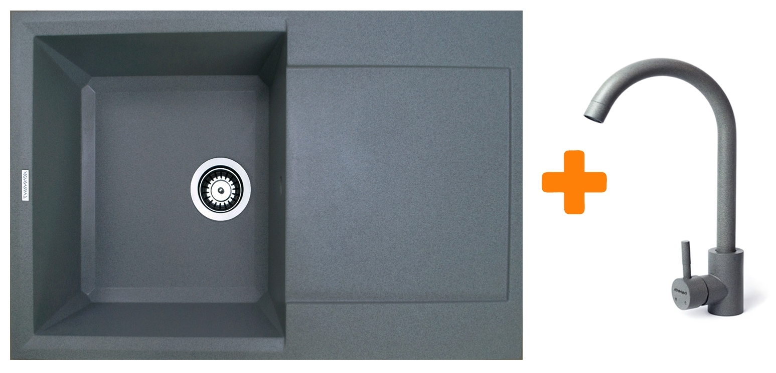 Кухонная мойка Adamant Horizon 780x495x230мм серый (1824296911504) цена 5887 грн - фотография 2