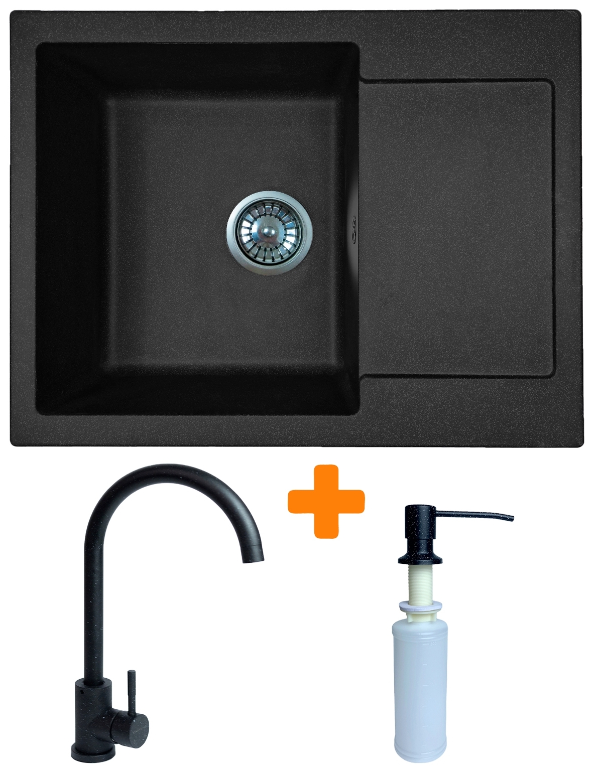 Кухонна мийка Adamant Minimal 615x495x200мм чорний (1824296902303) ціна 5718 грн - фотографія 2