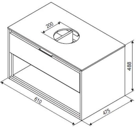 Excellent Tuto 60 см, сірий/дуб (MLEX.0102.600.GRBL) Габаритні розміри