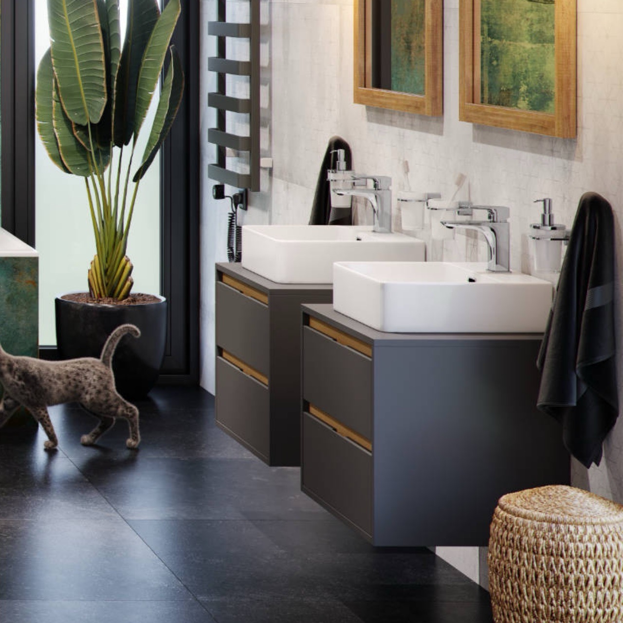 Тумба Excellent Tuto 60 см, сірий/дуб (MLEX.0104.600.GRBL) ціна 35168 грн - фотографія 2