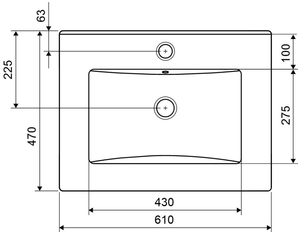 Excellent Tuto 60 см сірий/дуб (MLEX.0101.K.3617.600.GRBL) Габаритні розміри