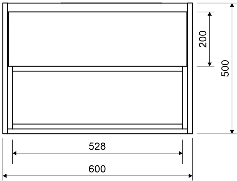 Excellent Tuto 60 см білий глянець/дуб (MLEX.0101.600.WHBL) Габаритні розміри