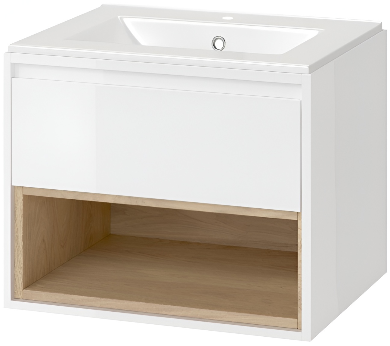 Тумба Excellent Tuto 60 см білий глянець/дуб (MLEX.0101.600.WHBL)