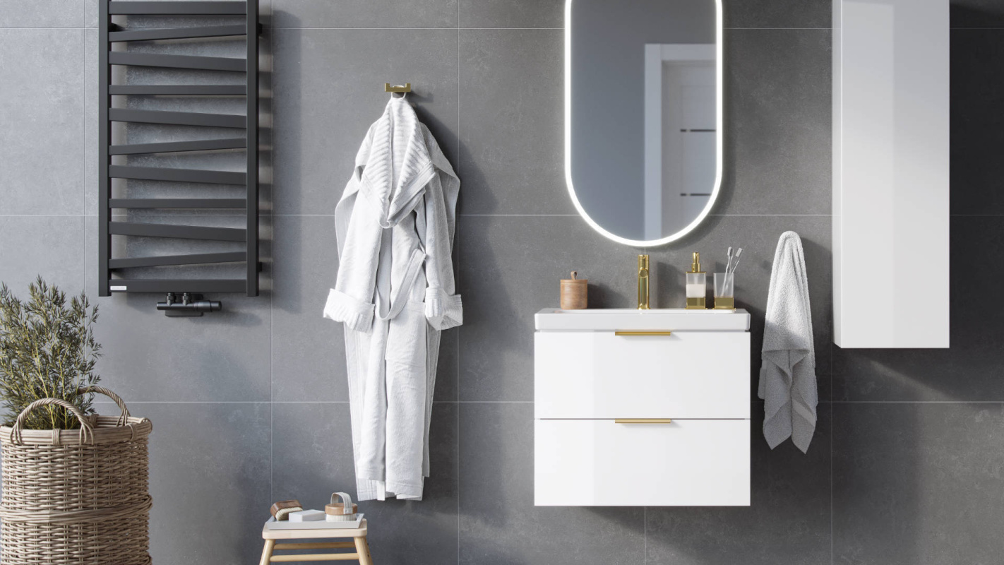 Тумба з умивальником Excellent Blanko 49 см біла, ручки золото (MLEX.6317.K.490.WHGL) ціна 38136 грн - фотографія 2