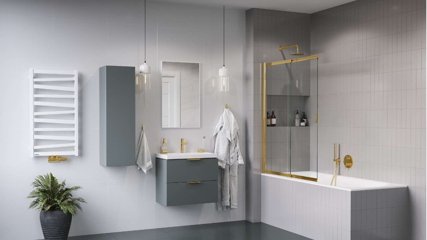 Тумба с умывальником Excellent Blanko 49 см шалфей матовый, ручки золото (MLEX.6317.K.490.GNGL) цена 38136 грн - фотография 2