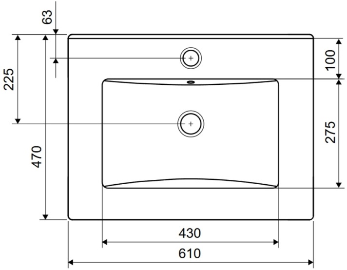 Excellent Tuto 60 см, серый/дуб (MLEX.0103.K.3617.600.GRBL) Габаритные размеры