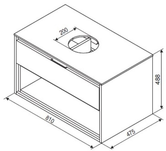 Excellent Tuto 80 см, серый/дуб (MLEX.0102.800.GRBL) Габаритные размеры