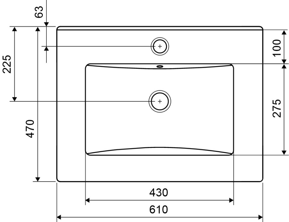 Excellent Tuto 60 см, белый глянец/дуб (MLEX.0101.K.3617.600.WHBL) Габаритные размеры