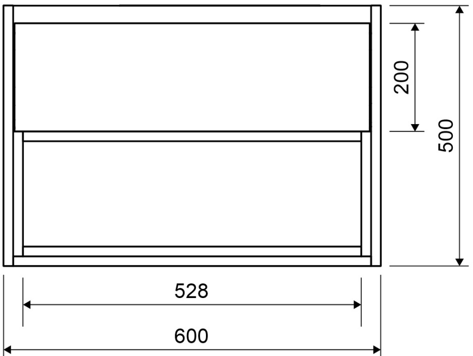 Excellent Tuto 60 см, белый глянец/дуб (MLEX.0101.K.3617.600.WHBL) Габаритные размеры