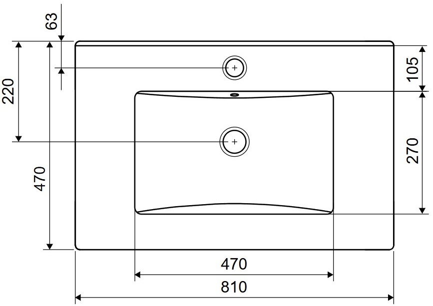 Excellent Tuto 80 см, серый/дуб (MLEX.0101.K.3617.800.GRBL) Габаритные размеры