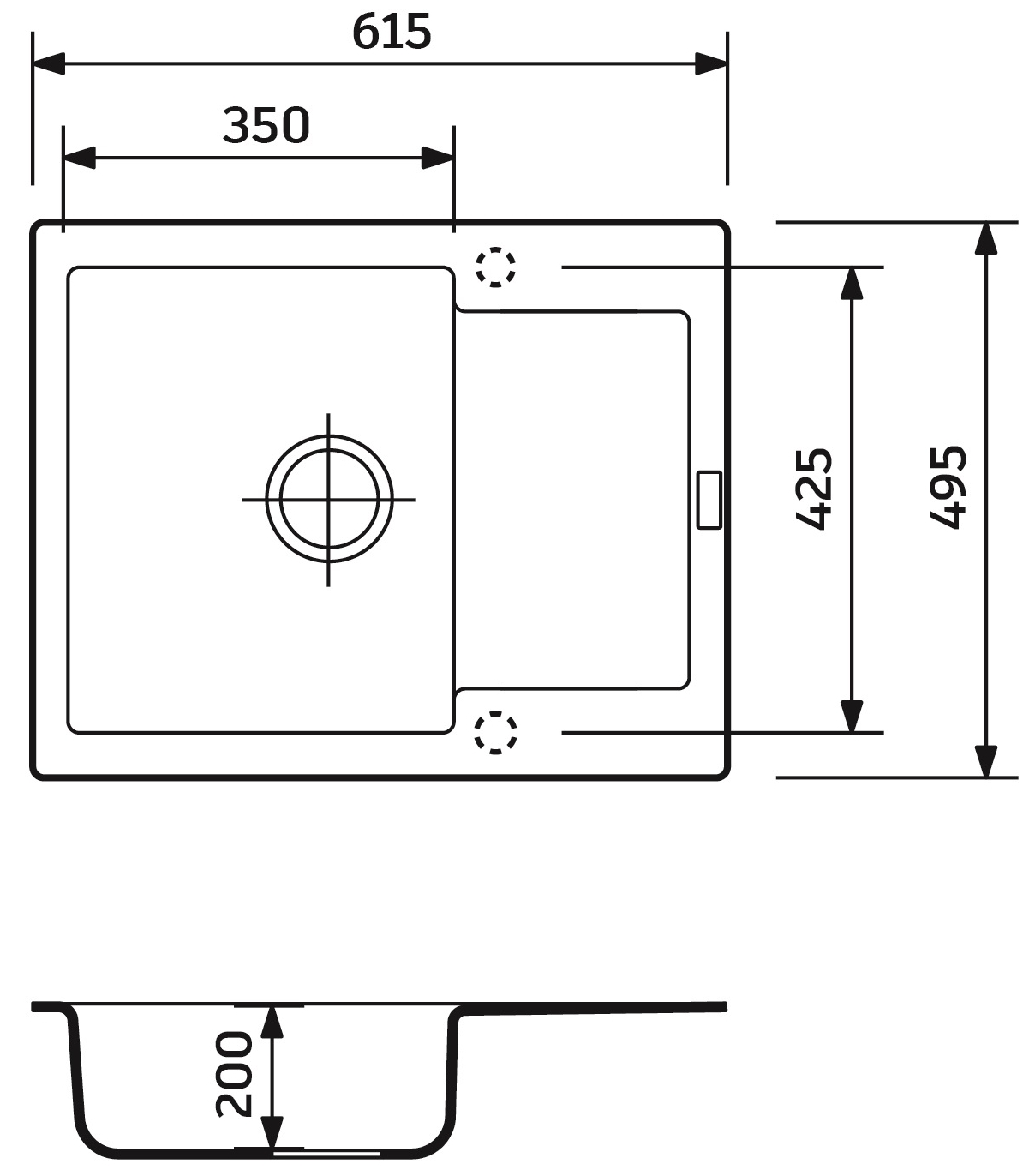 Adamant Minima 615x495x200мм сірий (1824296902304) Габаритні розміри