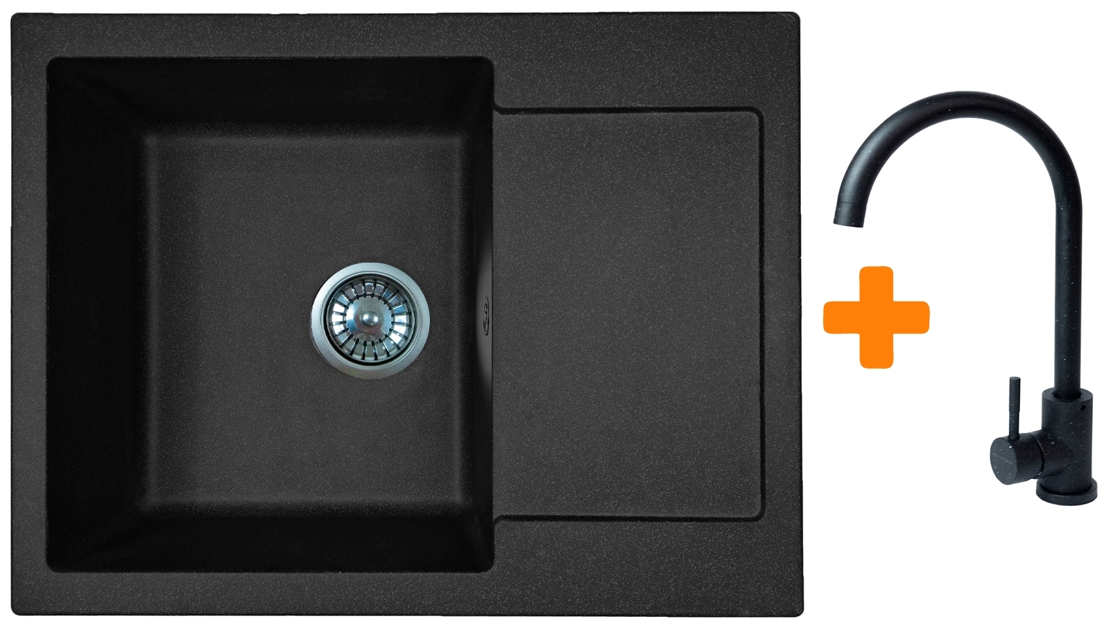 Кухонна мийка Adamant Minimal 615x495x200мм чорний (1824296912303) ціна 5095 грн - фотографія 2