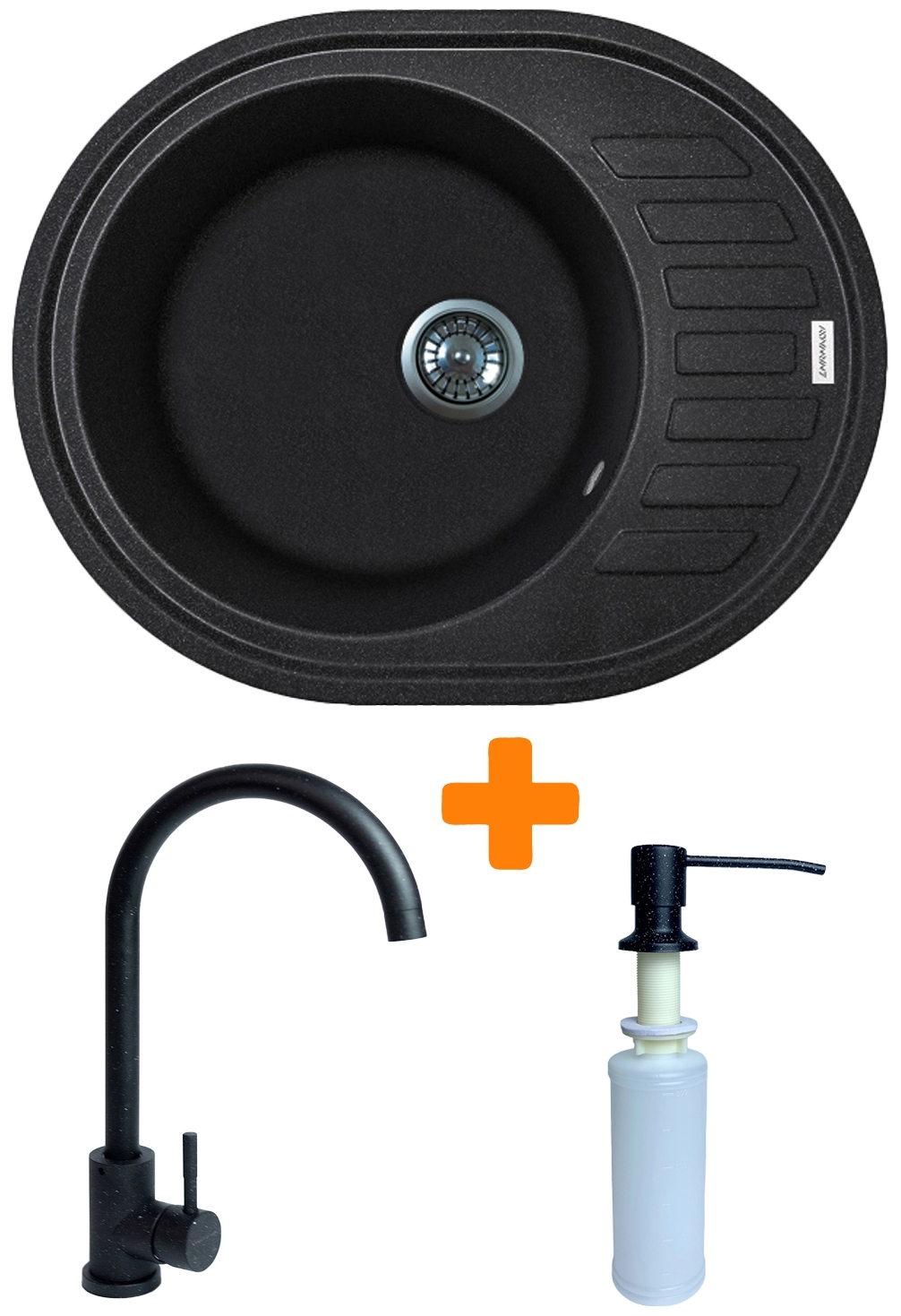 Кухонна мийка Adamant Ovum 615x495x200мм чорний (1824296900403) ціна 5265 грн - фотографія 2