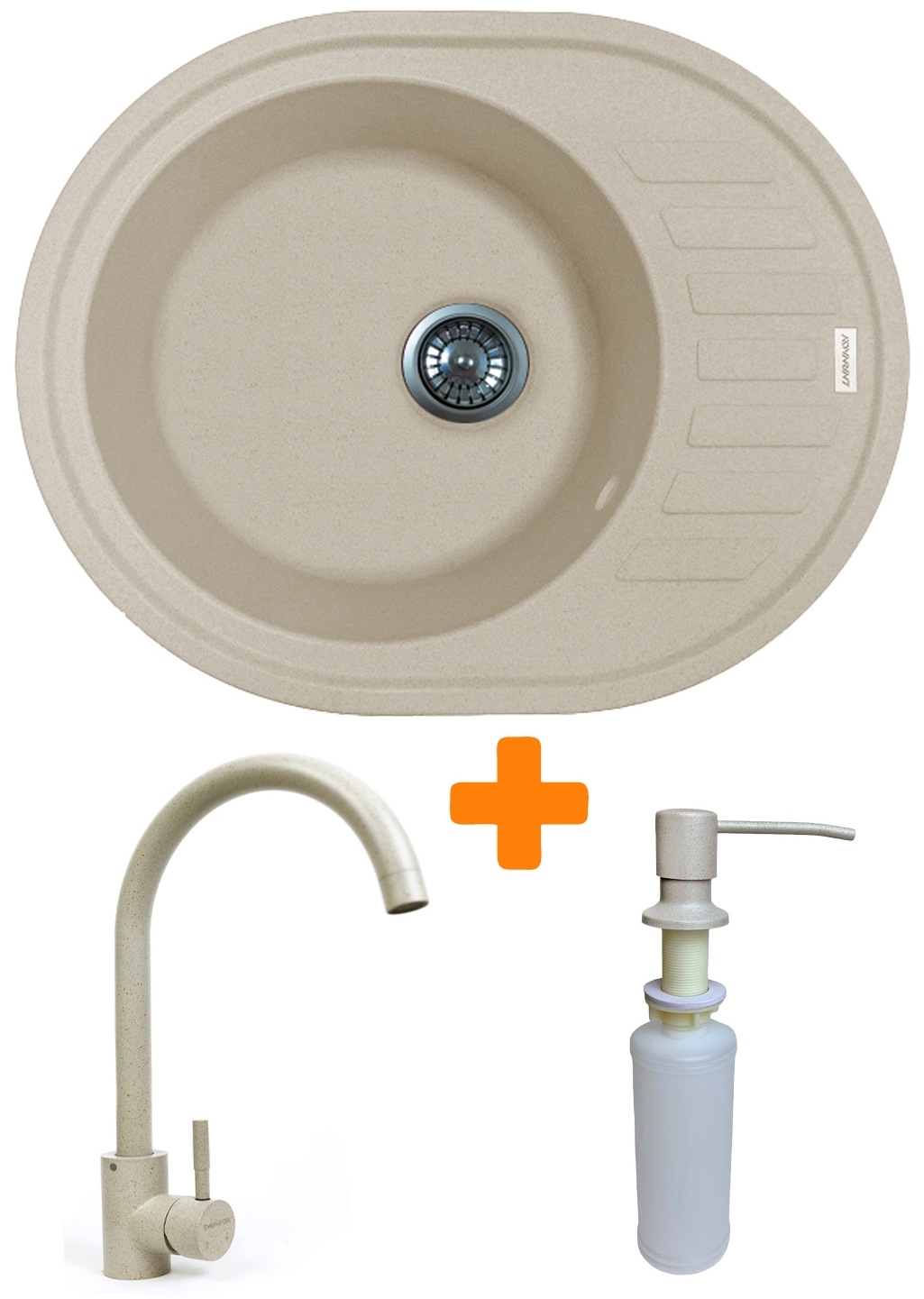 Кухонна мийка Adamant Ovum 615x495x200мм avena (1824296900406) ціна 5265 грн - фотографія 2