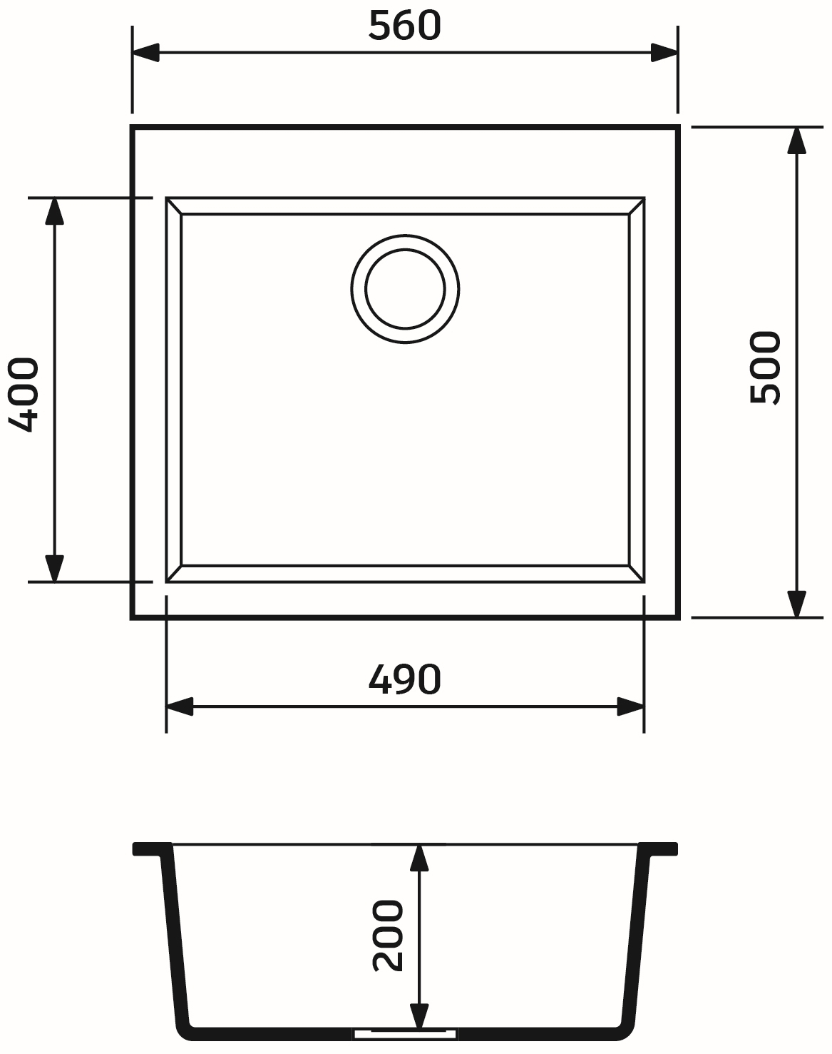 Adamant Univer 560x500x200мм сірий (4824296106604) Габаритні розміри