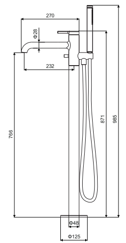Excellent Delta PI матовая медь (AREX.1254CB) Габаритные размеры
