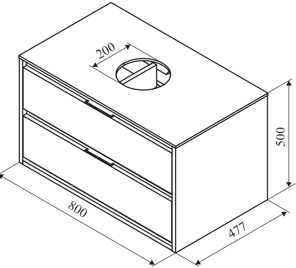 Excellent Tuto 80 см, белый глянец/дуб (MLEX.0104.800.WHBL) Габаритные размеры