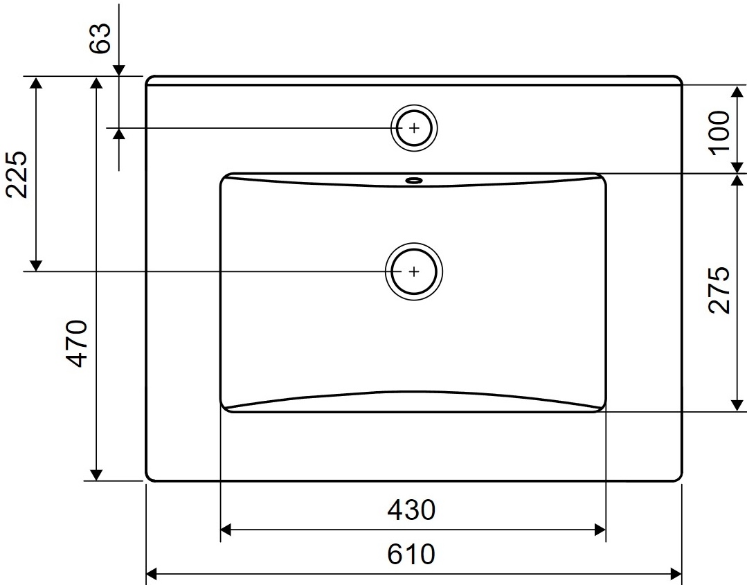 Excellent Tuto 60 см, матовый черный/дуб (MLEX.0103.K.3617.600.BKBL) Габаритные размеры