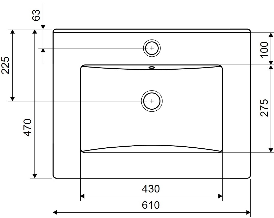 Excellent Tuto 60 см, белый глянец/дуб (MLEX.0103.K.3617.600.WHBL) Габаритные размеры