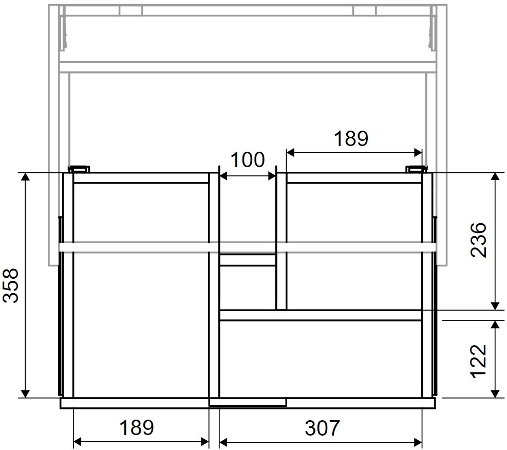 Excellent Tuto 60 см, белый глянец/дуб (MLEX.0103.K.3617.600.WHBL) Габаритные размеры