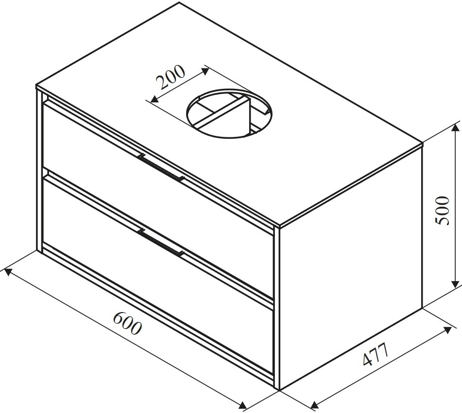 Excellent Tuto 60 см, белый глянец/дуб (MLEX.0104.600.WHBL) Габаритные размеры