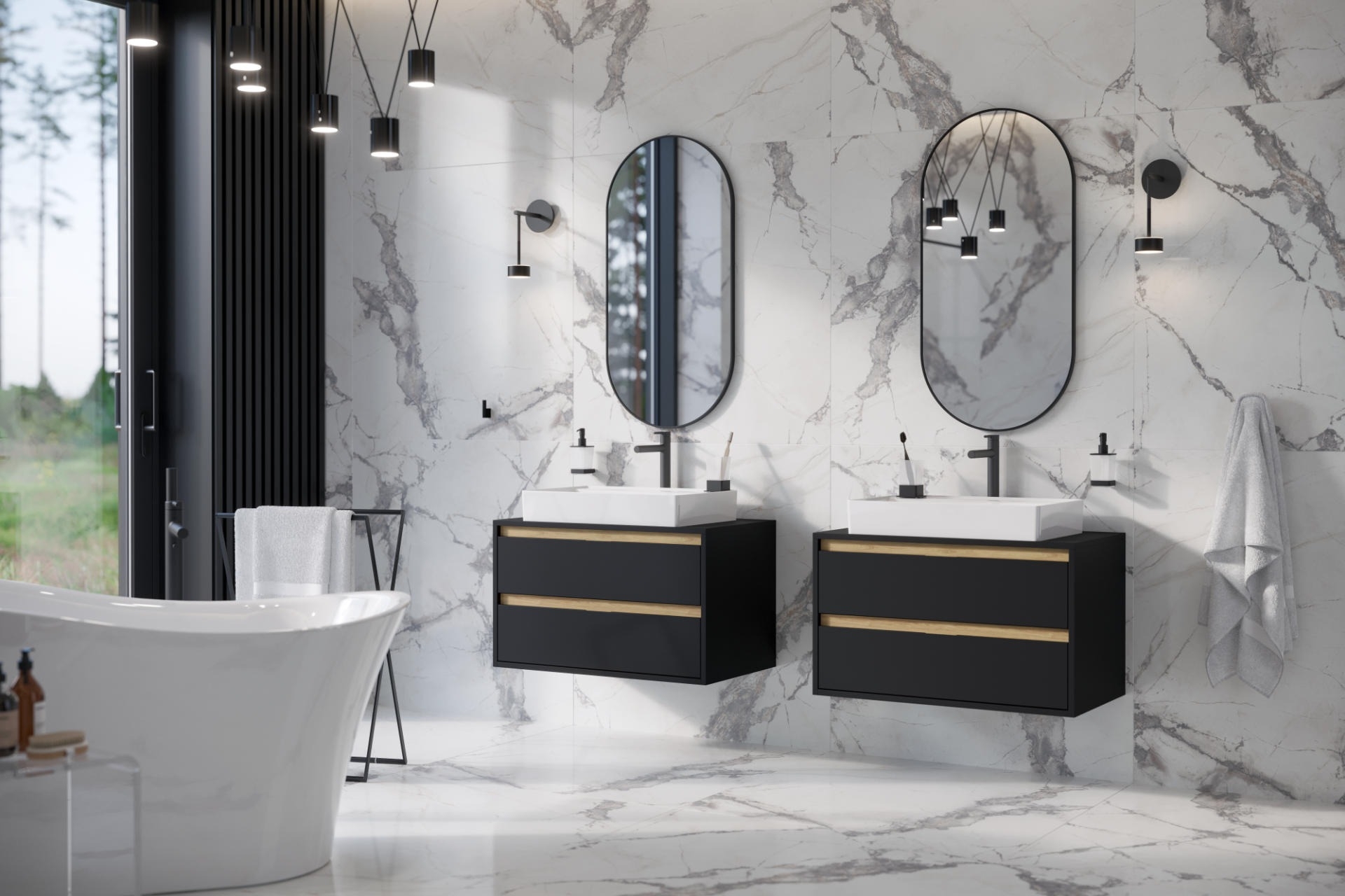 Тумба Excellent Tuto 60 см, черный матовый/дуб (MLEX.0104.600.BKBL) цена 45248 грн - фотография 2