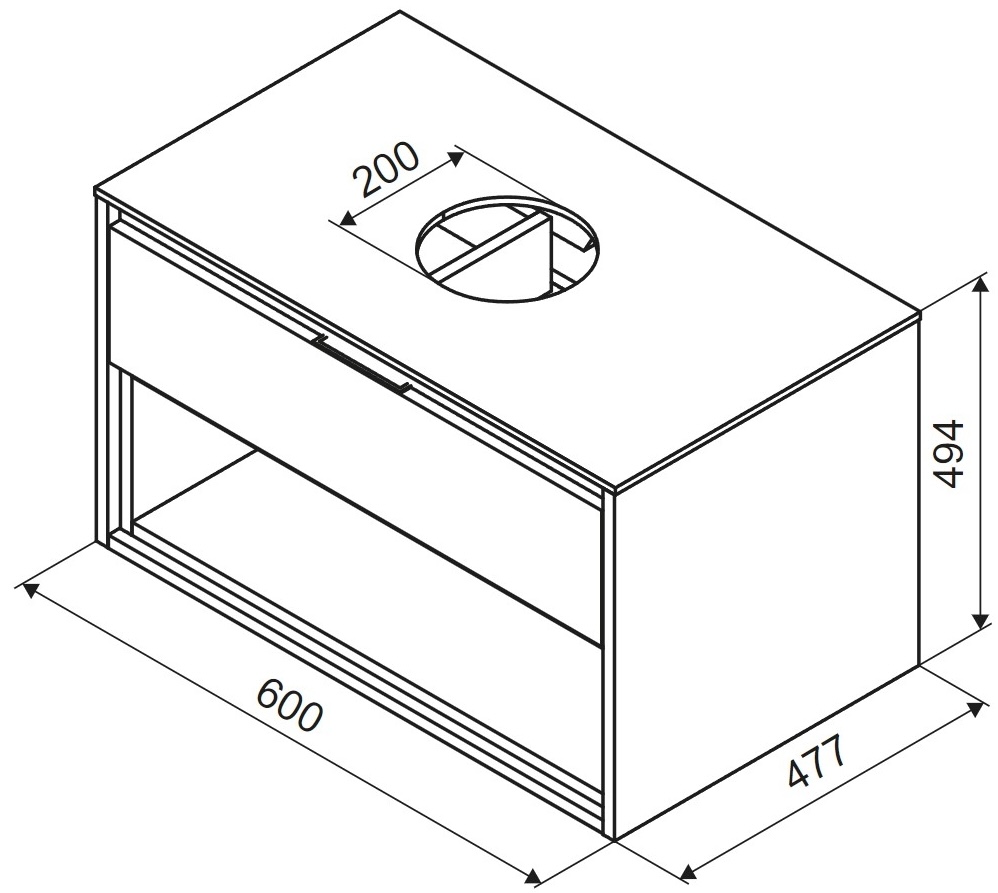 Excellent Tuto 60 см, белый глянец/дуб (MLEX.0102.600.WHBL) Габаритные размеры