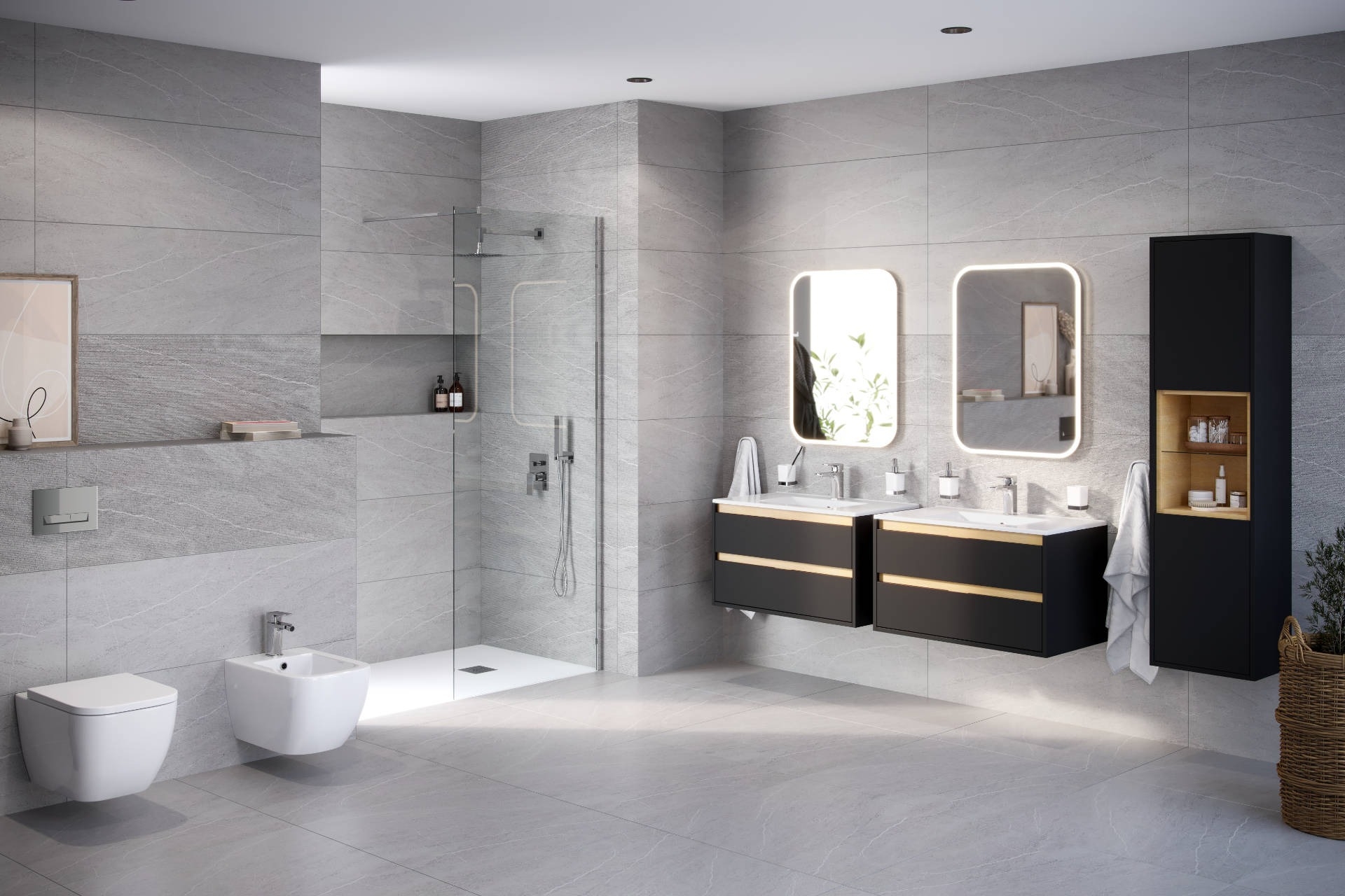 в продаже Пенал Excellent Tuto 160 см матовый черный/дуб (MLEX.0201.400.BKBL) - фото 3