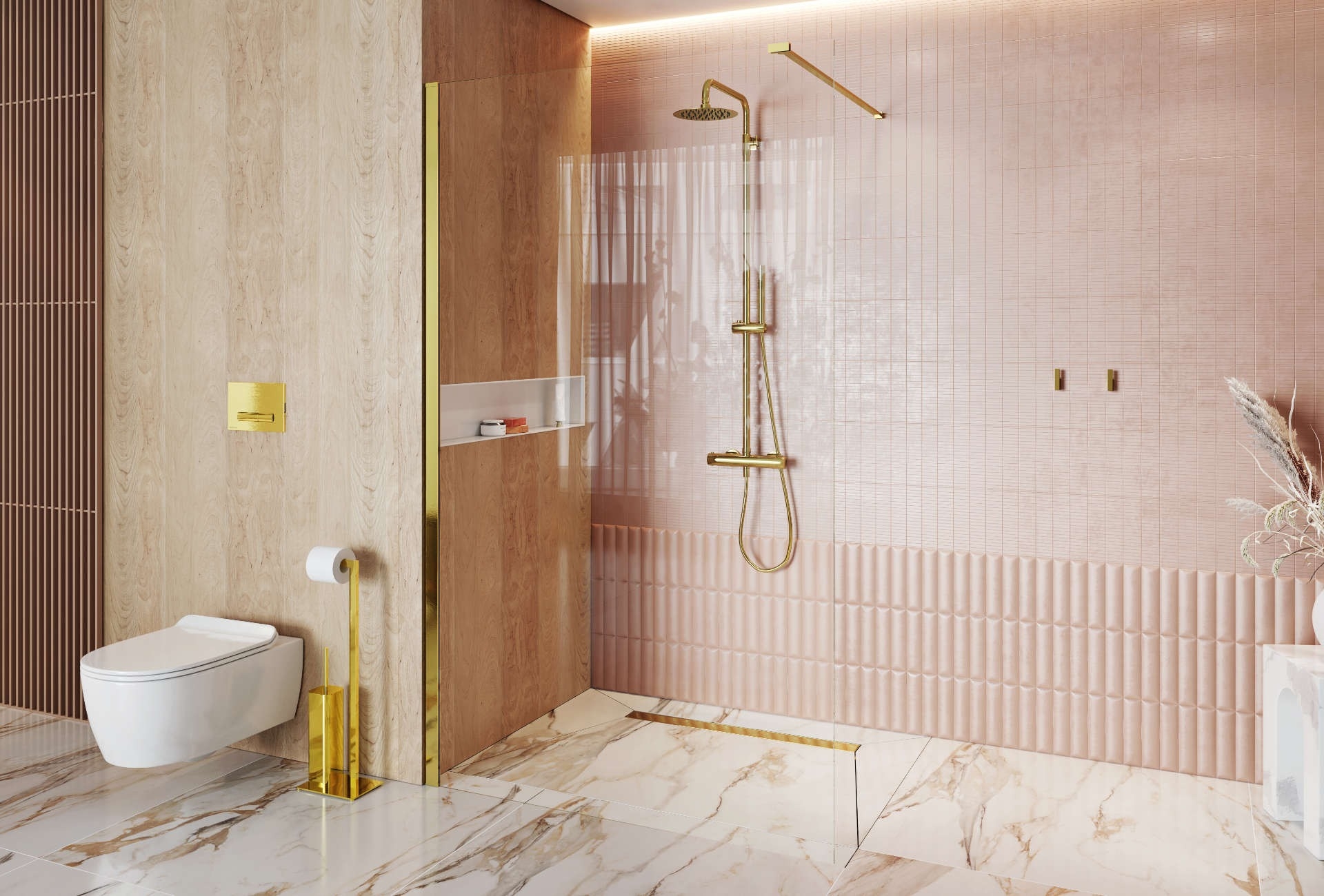 в продаже Душевая перегородка Excellent Vidoq Walk-in 1200x2000 золото (KAEX.1506.1200.LP.GL) - фото 3