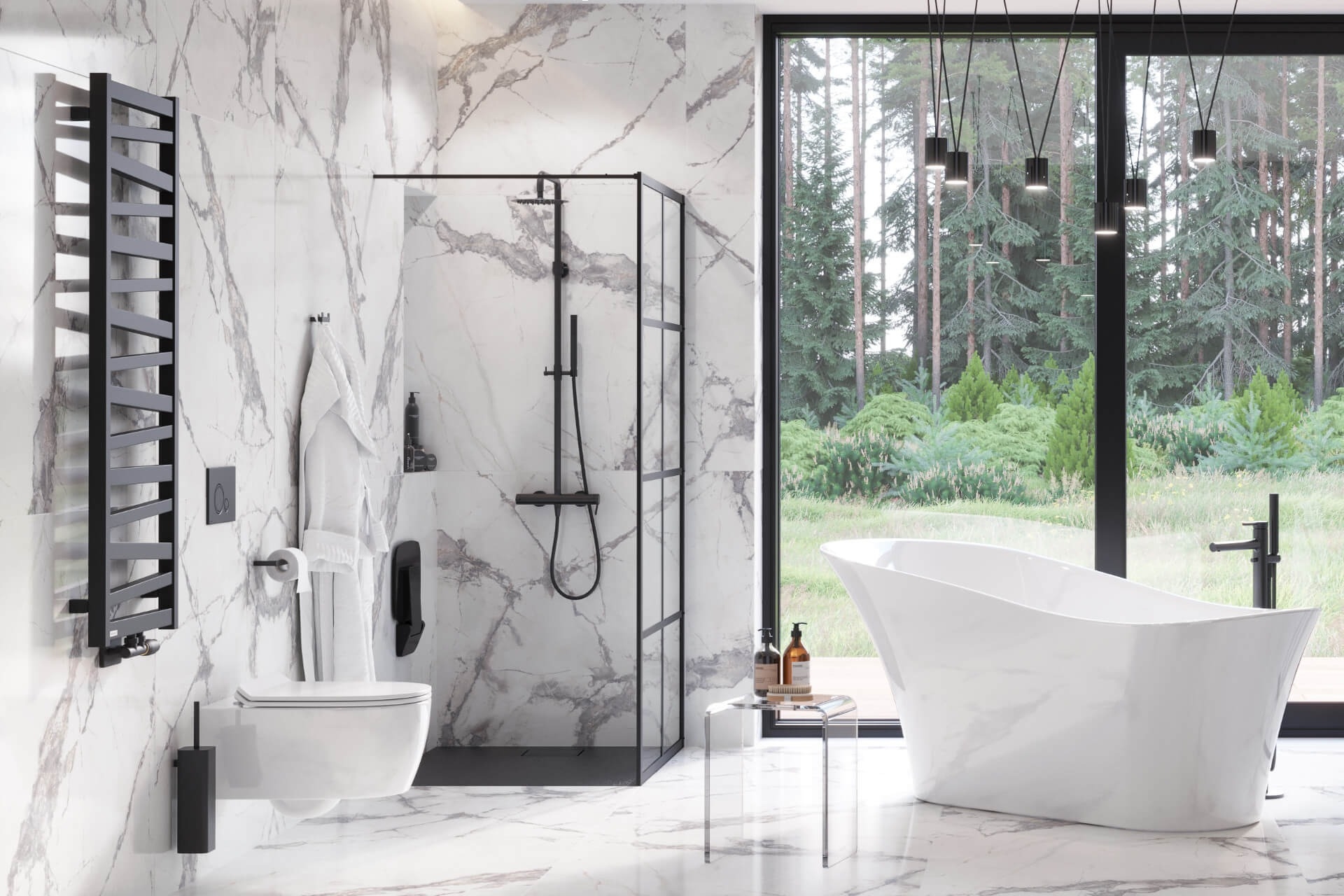 Душевая перегородка Excellent WALK IN 1000x2000 черная (KAEX.4006.1000.LP) цена 35112 грн - фотография 2