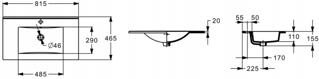 Roca Hebe (A3272A4000) Габаритные размеры