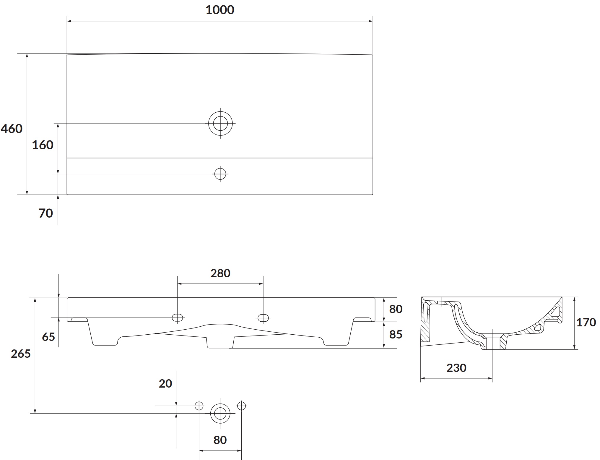 Cersanit Larga 100 Euro White (K120-011/CCWF1008511904) Габаритные размеры