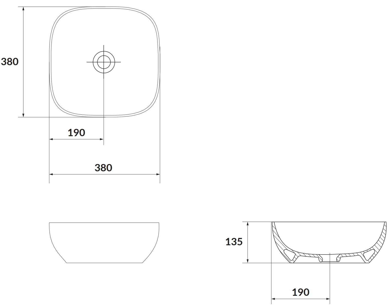 Cersanit Larga 38 Green (K677-061/CCWT1001546401) Габаритные размеры